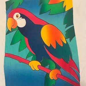 PEER Cancun Parrot Graphic T-Shirt Men's XL White Short Sleeve Crewneck